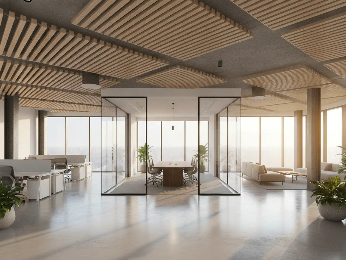 Renovated open-plan commercial office interior
